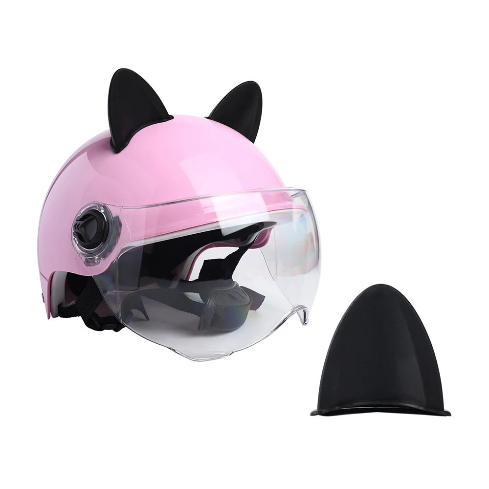 لطيف آذان القط خوذة الديكور دراجة نارية الكهربائية سيارة خوذة ملصقات التصميم على الوجهين ملصقات ديكور خوذة اكسسوارات #5