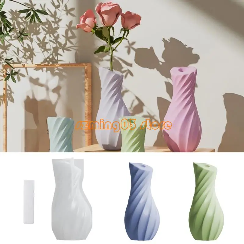 H9EC Striped Silicone Vase Molds for Flower Vase Epoxy Resin Silicone Molds