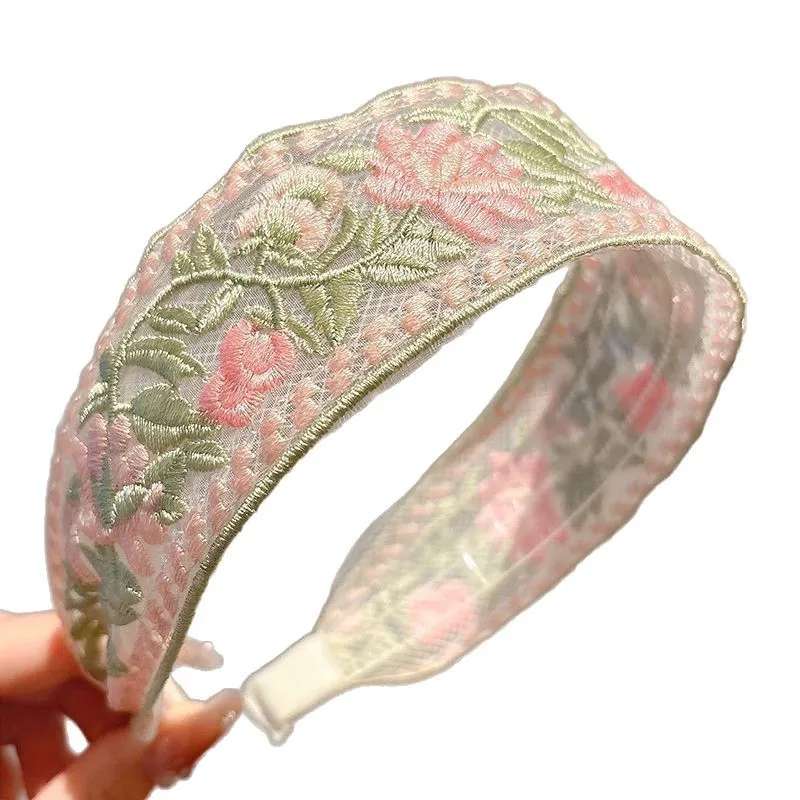 

Ethnic style embroidered wide-edged headband for women's face, hair pressing headband, forehead bangs, hair clip headband, new s