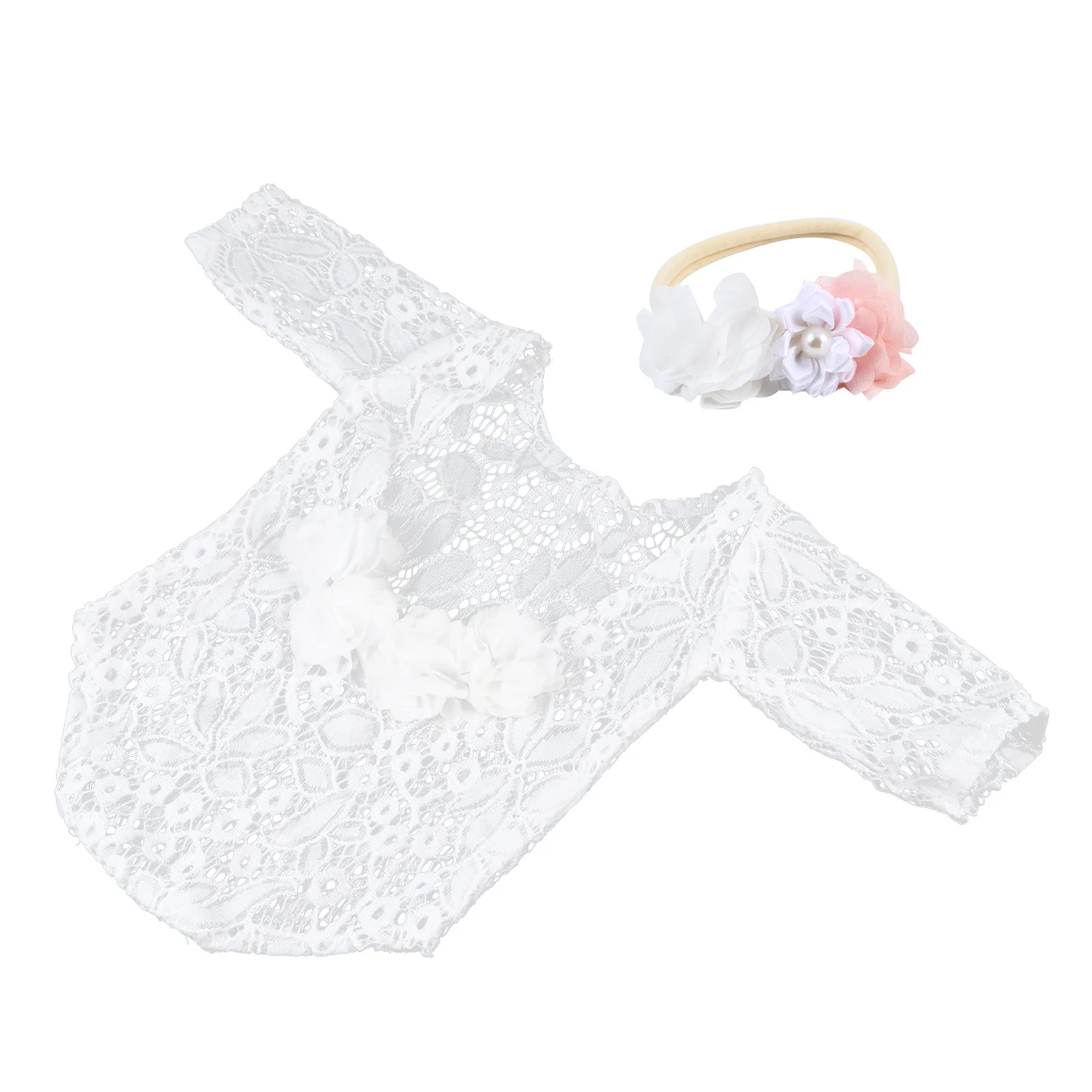 

1Set Newborn Baby Lace Romper Headband Set Soft Stretchy Newborn Photography Outfit Infant Gift Baby Photography Props