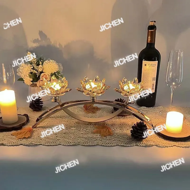 

JCTОнашение для свадебного стола, реквизит для ужина при свечах, трехголовый стеклянный подсвечник в виде лотоса