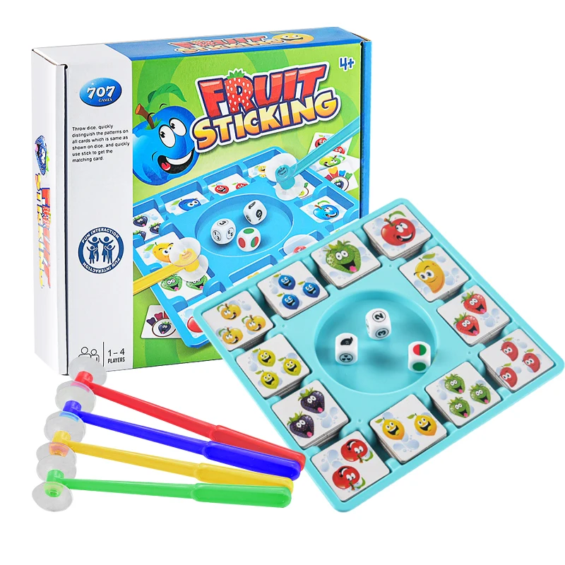 Children Education Learning Toys Fruit Sticking Game Card Dice Board Game Color Shape Cognition Party Competition Game Kids Toys