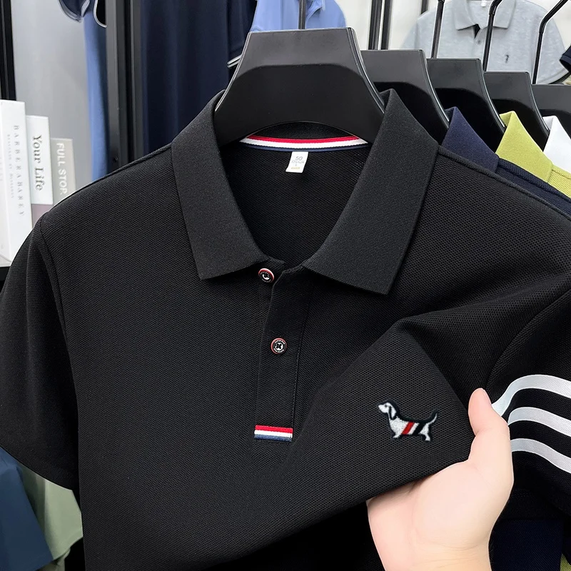 100% Baumwolle Designer Edition Herren Sommer Neues Kurzarm-Poloshirt mit Kragen, Knöpfen, Stickerei, Atmungsaktiv, für den Alltag, Herrenbekleidung