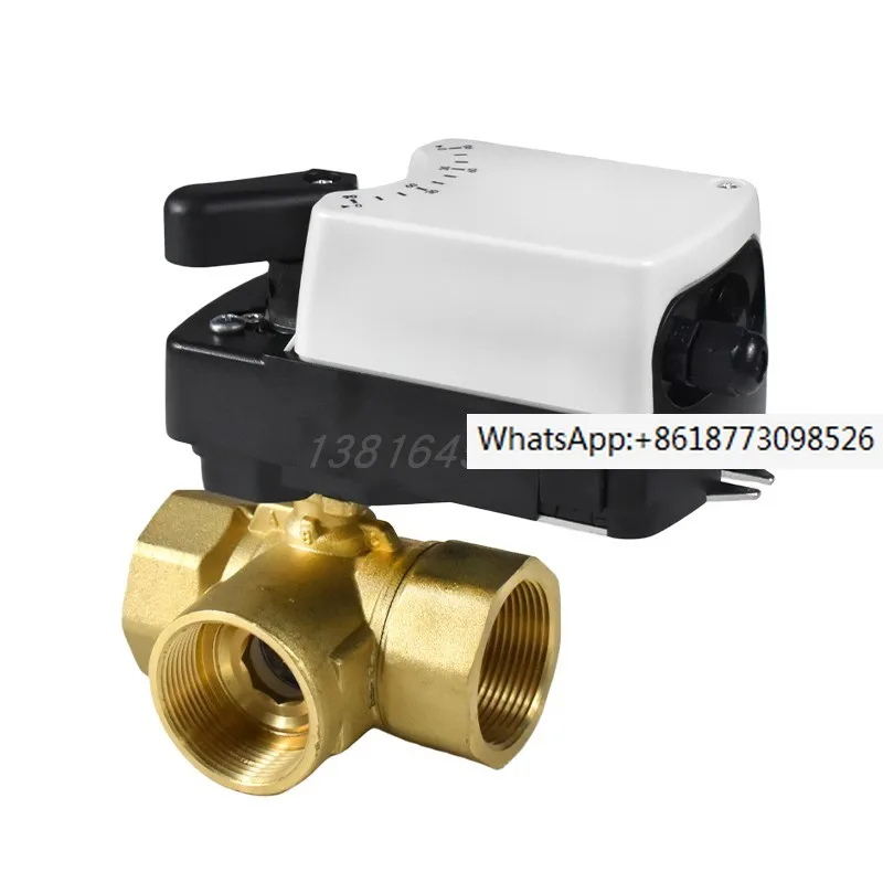 Haoshui H8082 electric three-way ball valve brass inner thread three-way valve central air conditioning heating manual switch