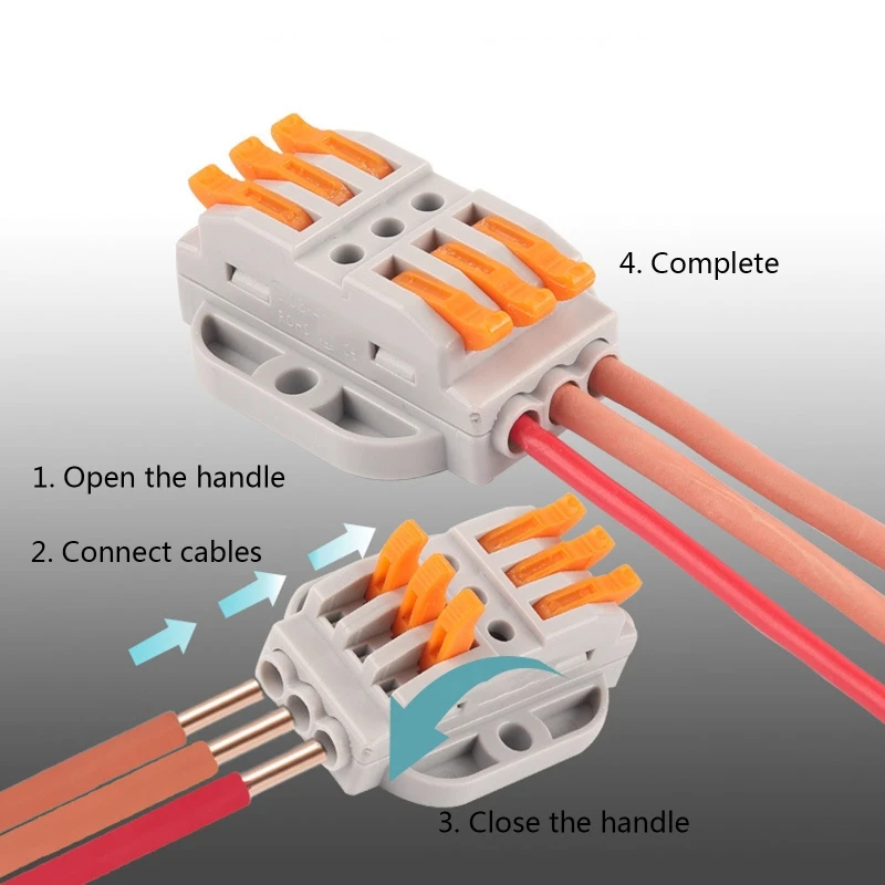 2/3/4/5/6/8/10/12 Pin Wire Butt Joint Connector Compact Connection Clamp 0.08-4mm² Quick Insulated Terminal Block