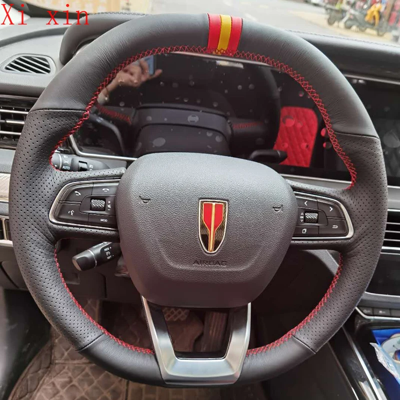 For Hongqi H5 H5S Private Custom Leather Hand Sewn Steering Wheel Cover