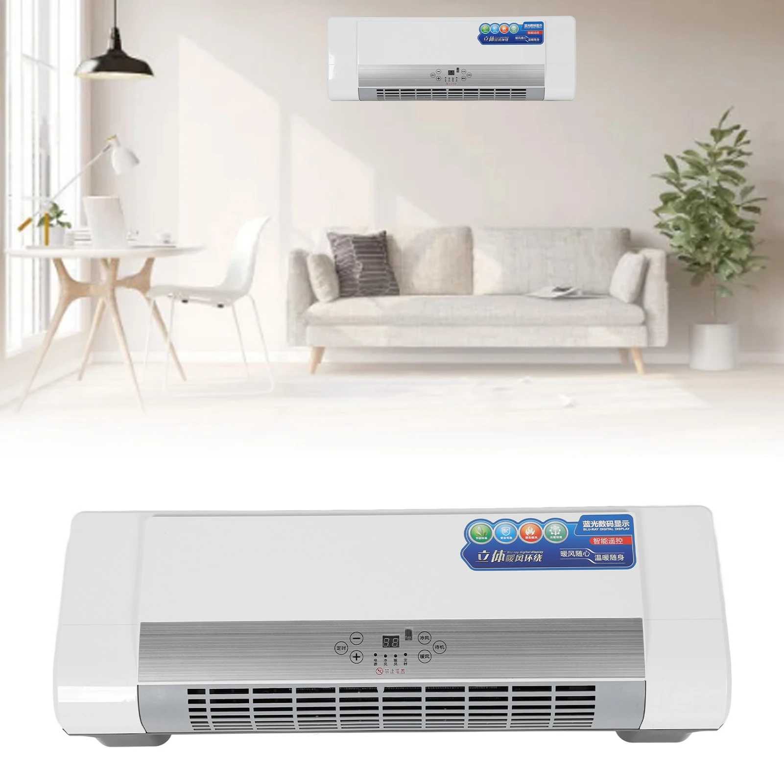 Riscaldatore per montaggio a parete riscaldatore ca doppio uso Timer per tutte le stagioni telecomando 40 metri quadrati protezione da surriscaldamento riscaldatore di raffreddamento per camera da letto