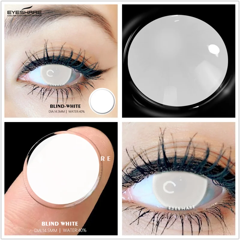 EYESHARE Cosplay Contact Lenses 1Pair Colored Contact Lenses for Eyes Black Lenses White Eye Lenses Contact Lenses for Halloween