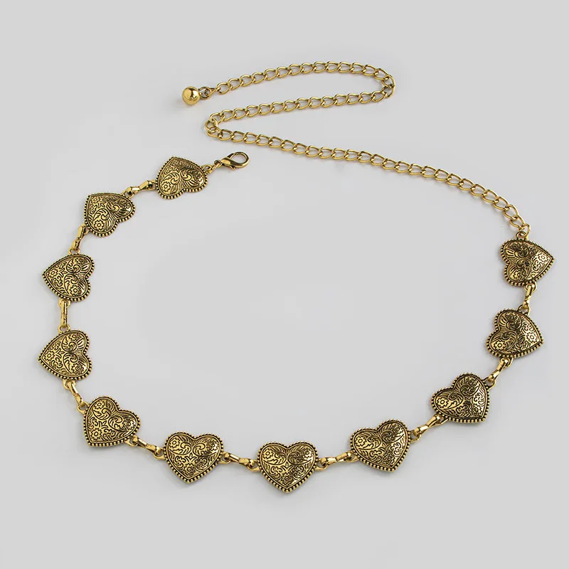Hochwertige Damen-Taillenkette, weiblich, elegant, Liebesmuster, Schnitzerei, Textur, Retro-Taillenkette, schwere Industrie, weibliche Taillenkette