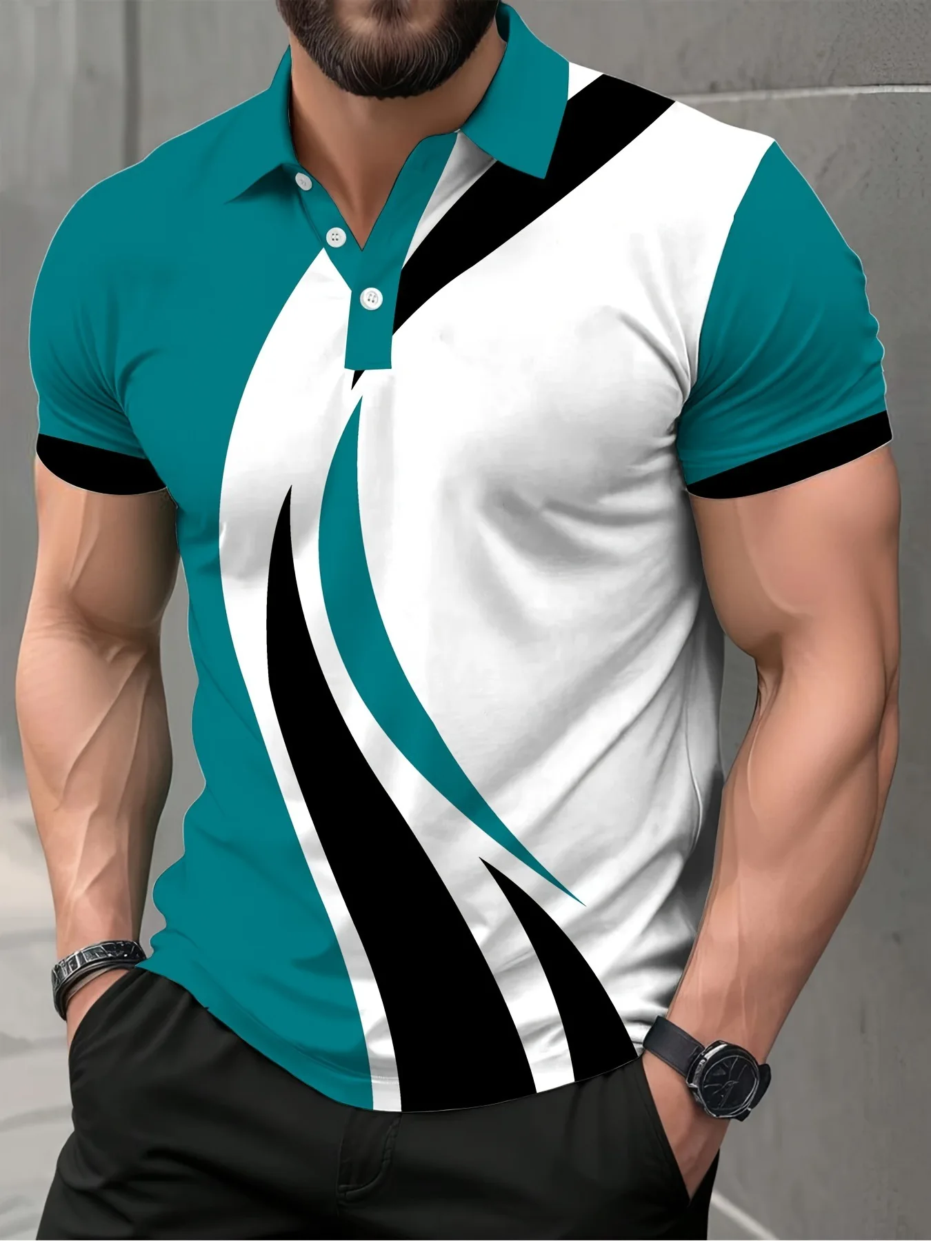 

Fashion multicolored Striped Polos T-Shirts Summer Short Sleeve 3D Print Street Trend Tee Male Casual Tops Men's Clothing