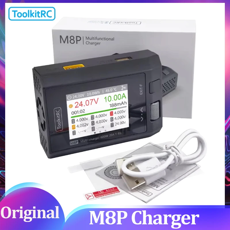 

ToolkitRC M8P 600W 20A Многофункциональное балансное зарядное устройство постоянного тока для 1-8S XT60 Lipo LiHV LiFe Lion LTO Тестирование сигнала аккумулятора Обновление M8S