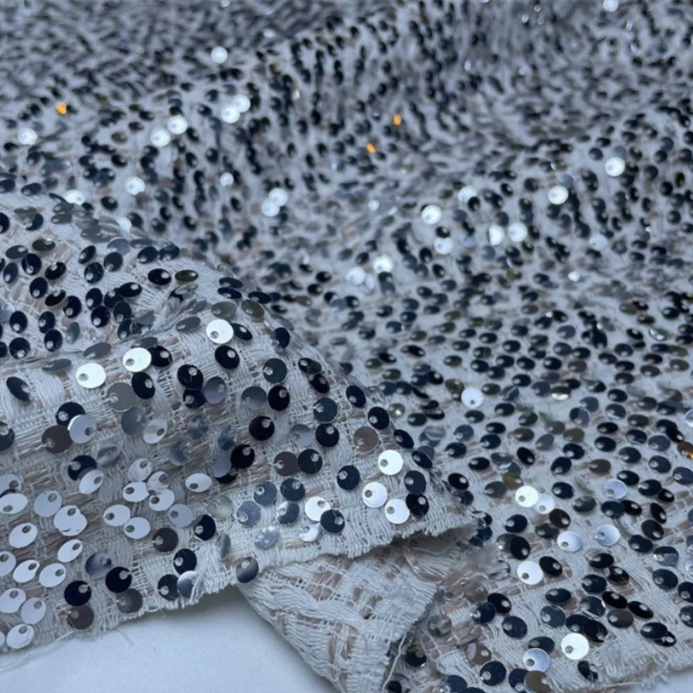 

Polyester Fabric Embroidered Bead Pieces for Coat Windbreaker Bag Designer Fabrics By The Meter Diy Sew Cloth
