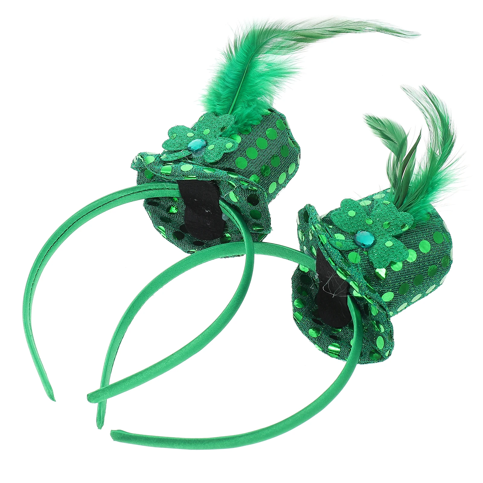 

2Pcs Clover Headdress Lightweight Safe Festive Hair Hoops St Patricks Day Headbands Sequins Hat Hairbands Delicate Party
