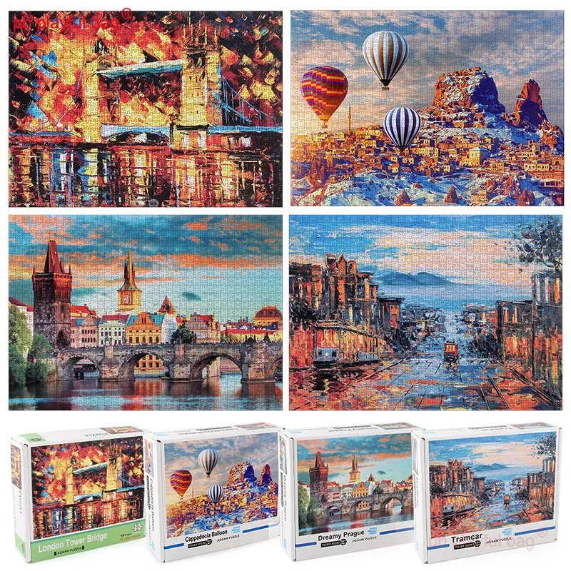 

PB Playful Bag Adult Puzzle 1000 pieces Hot air balloon pet dog Paper puzzle Children's educational toys Creative gifts UG283