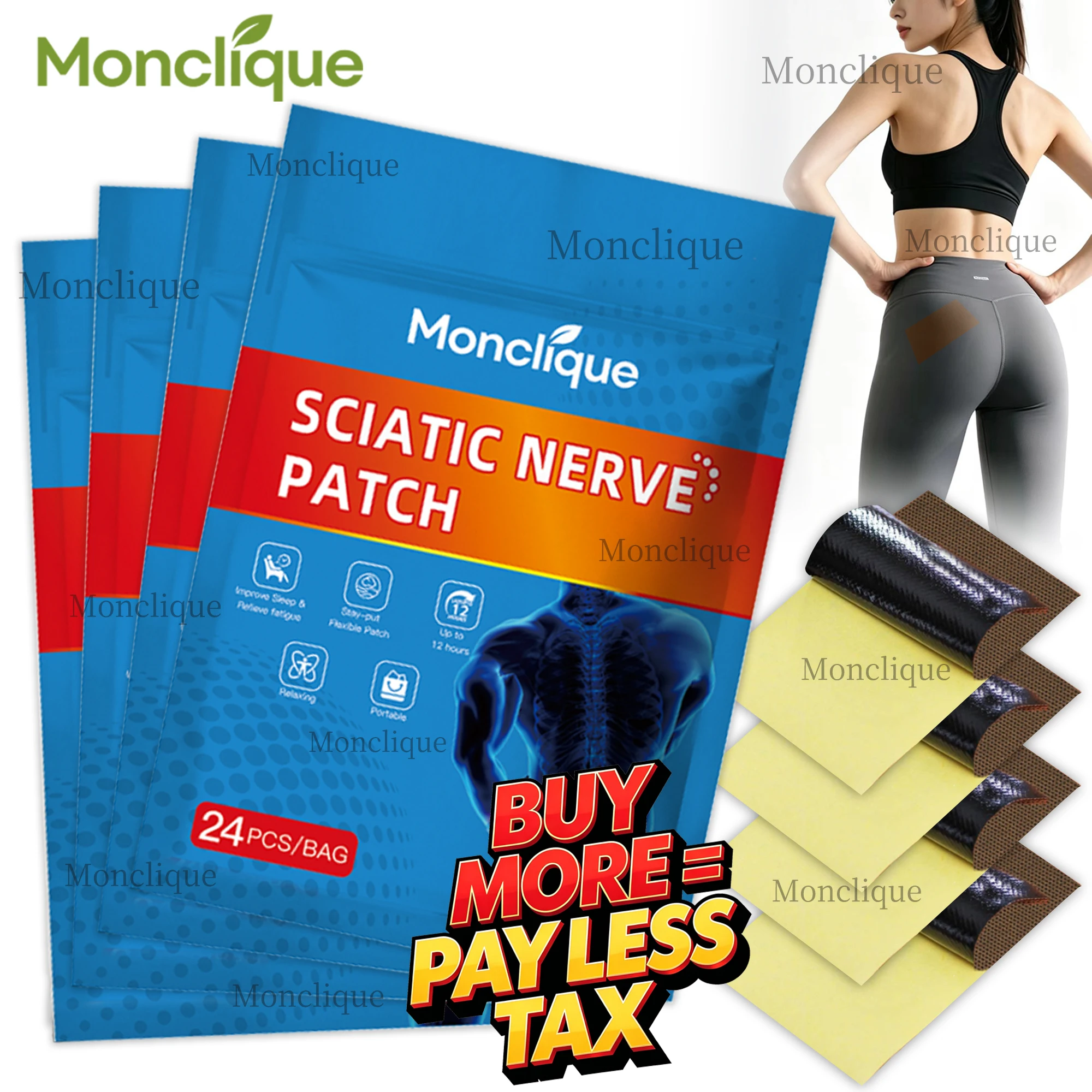 Sciatic Nerve Hip Patch Breathable Cold Patch Skin-friendly Self-adhesive Waist Leg Bandage for Office Fitness Yoga Muscle Relax