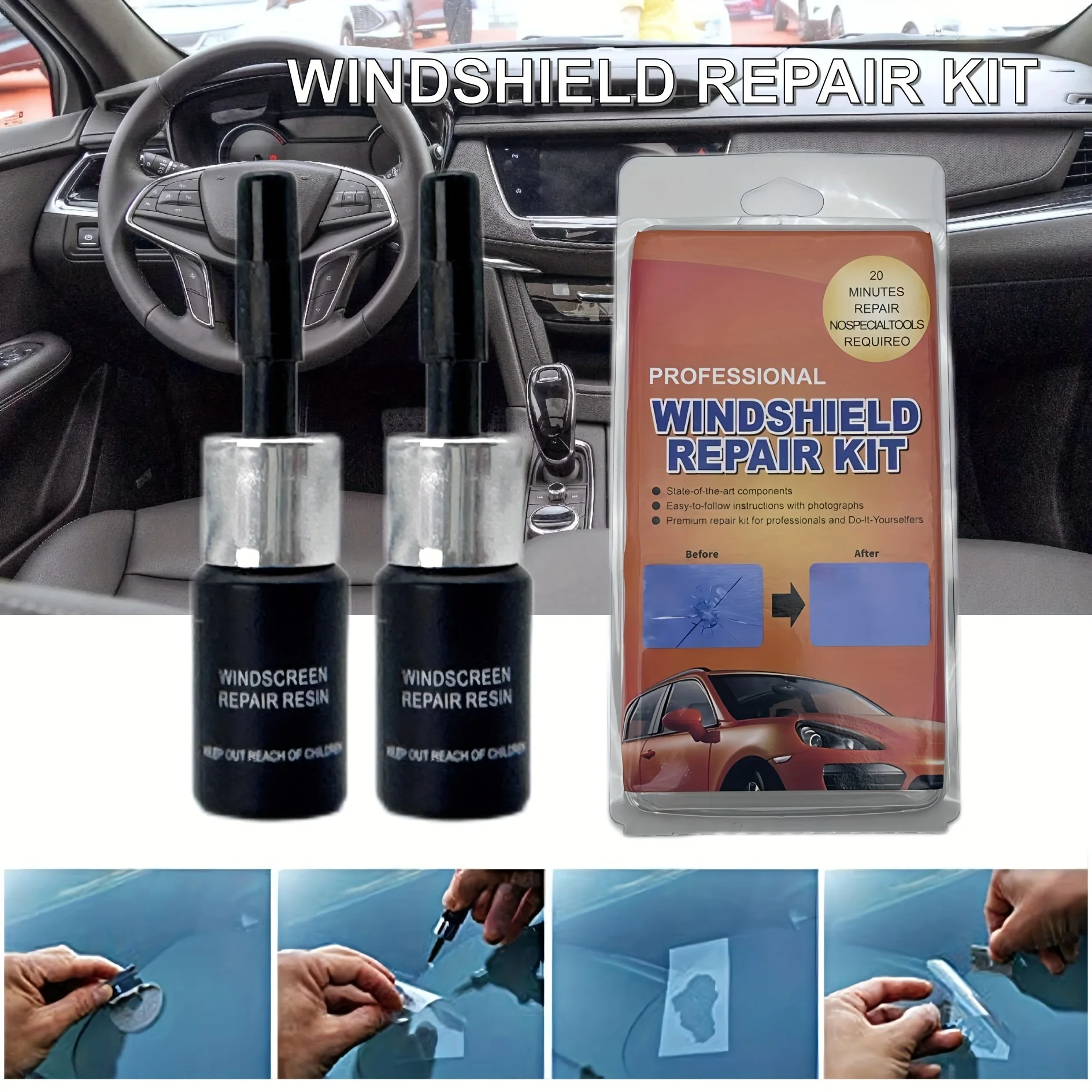 Quick-Fix Nano Repair Kit For Car & Rv Windshields Crack Sealant And Adhesive For Glass Maintenance amagi