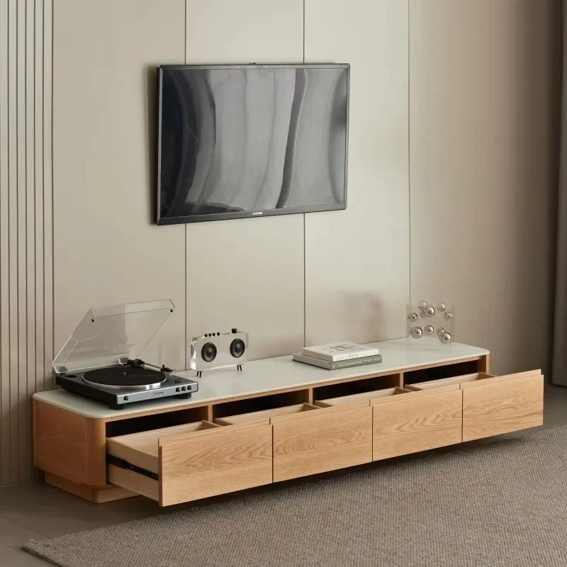 

Modern wood sintered top TV cabinet with storage drawers