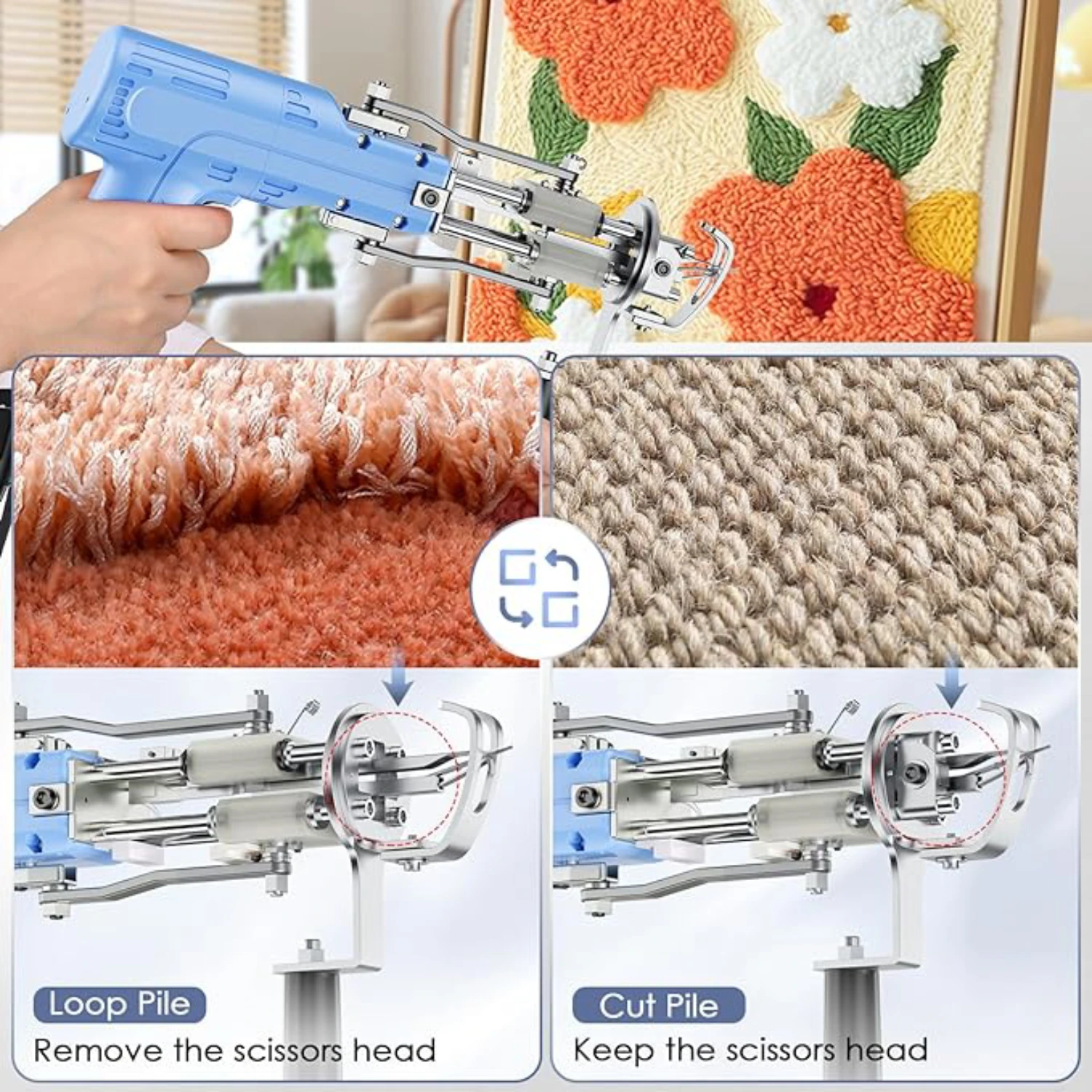 Tufting Gun 2 in 1 Set Cut Loop Pile DIY Tools Electric Carpet tapis Weaving Knitting Tufting Gun for gifts