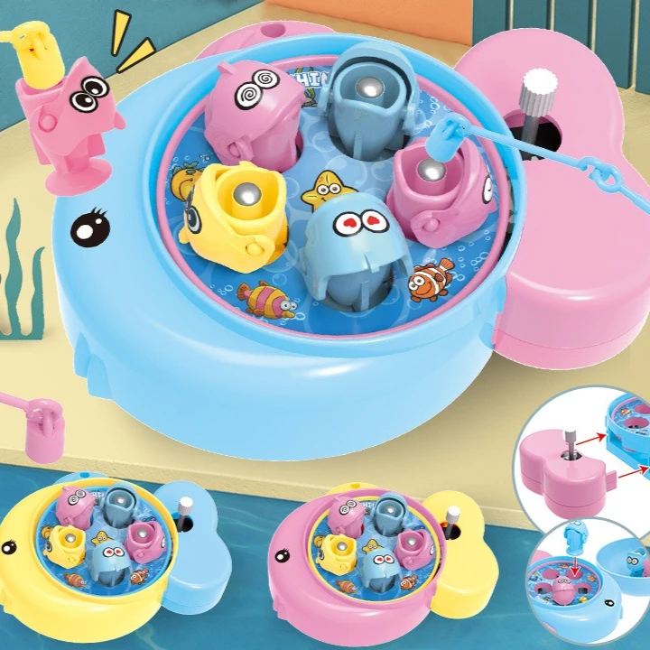 

Fishing outfit gacha toy mini trumpet fishing game machine winding up children's parent-child interaction