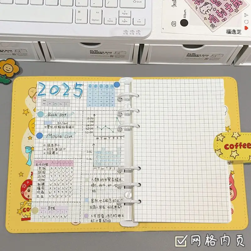 Crayon Shin Chan A5 A6 Loose Leaf Notebook Journal Thickened Writing Planner Portable Hand Account Book Stationery for Student