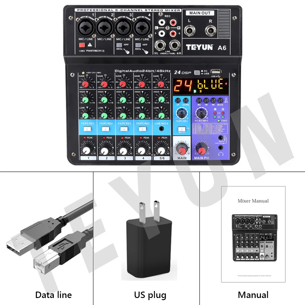 8 6 4 Kênh Chuyên Nghiệp Trộn Âm Thanh Trộn Âm Máy Tính Công Suất Đầu Vào Số Phát Sóng Trực Tiếp Cho Máy Tính Máy Tính Với 48V