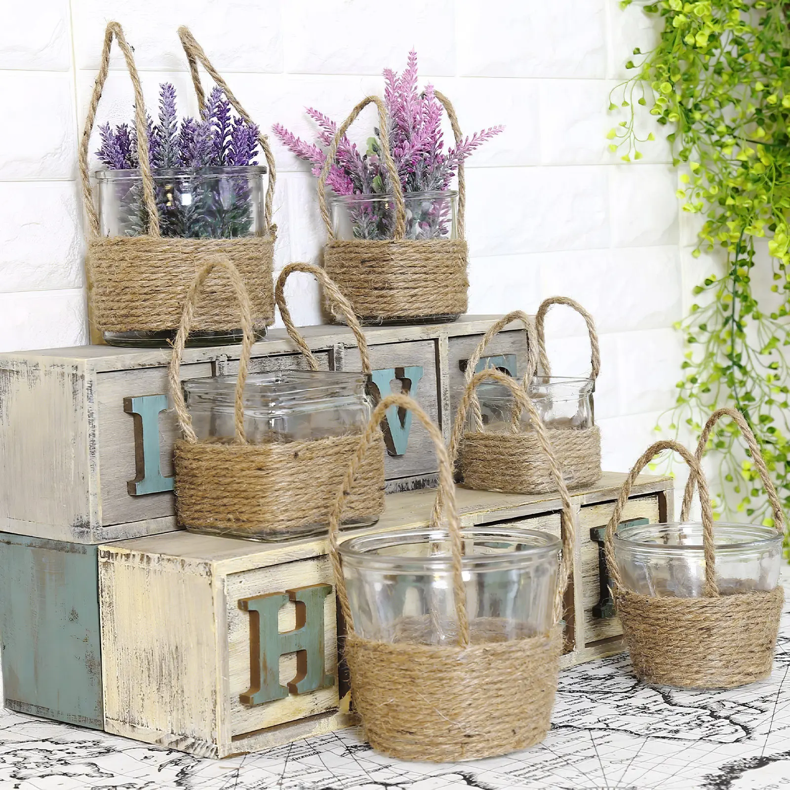 

2 рулона джутовой веревки для рукоделия, 8 мм, прочная натуральная веревка, легкая, удобная в обращении, большая длина, идеально подходит для изготовления бирок и подвешивания.