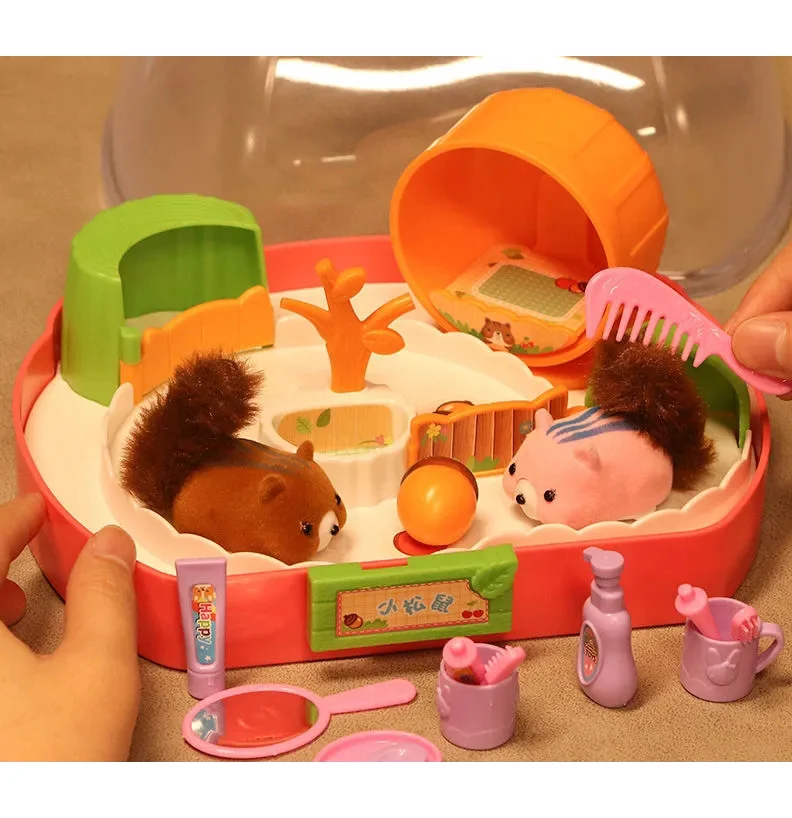 Simulation Cute Electric Squirrel Doll Play House Battery Powered Squirrel House Simulation Cute Electric Squirrel Doll