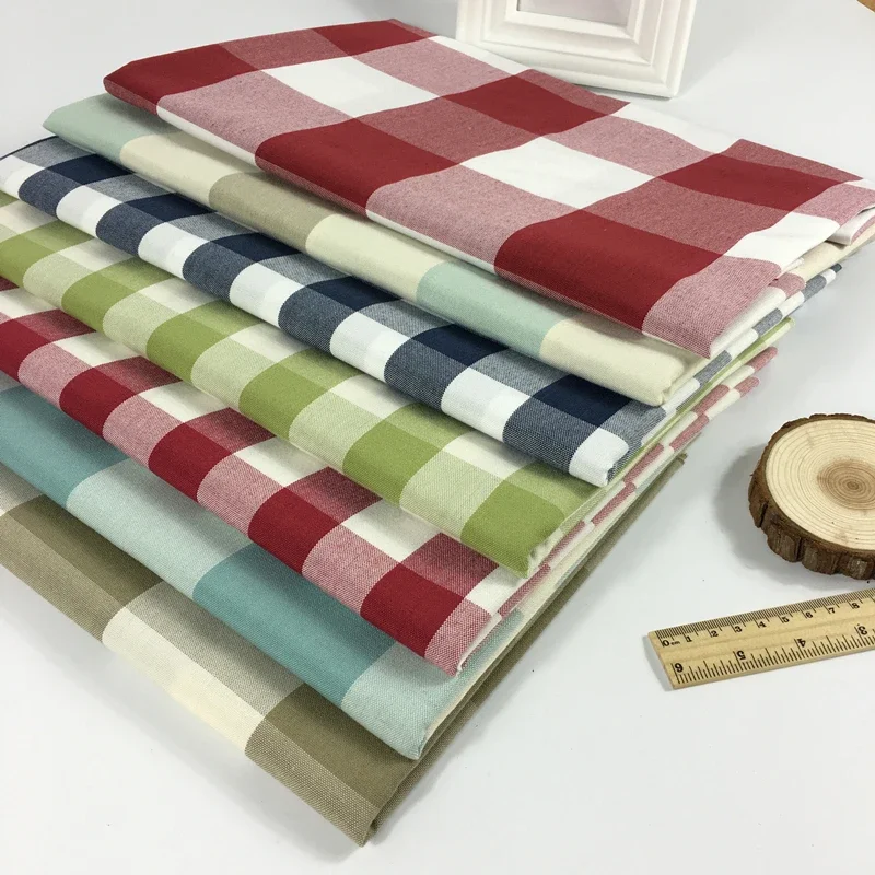 Cotton Linen Fabric By The Meter Thickened Plaid Polyester for Sofa Cover Curtain Tablecloth Sewing Striped PlainTextile Per Diy