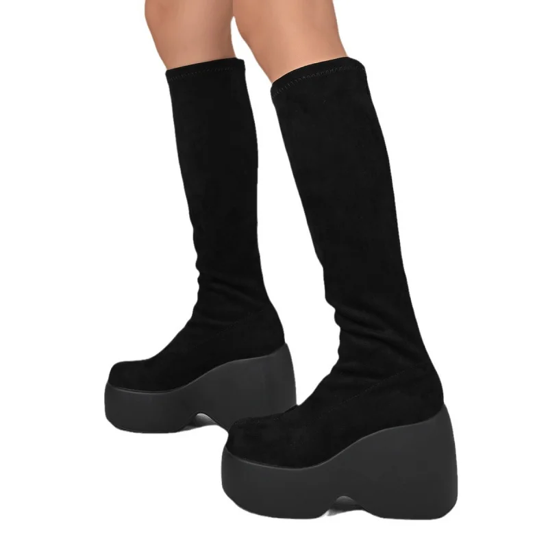 أحذية نسائية ذات كعب عالٍ للغاية مقاس كبير من Global بلون سادة ونعل سميك للنساء