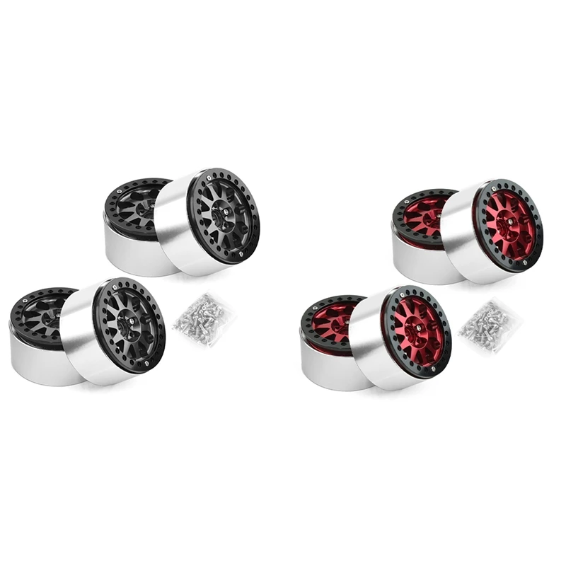 

2,2-дюймовые колесные диски с бусинами, сверхмощный сплав для 1:10 RC Crawler SCX10 TRX-4, 4 шт., красные запасные части