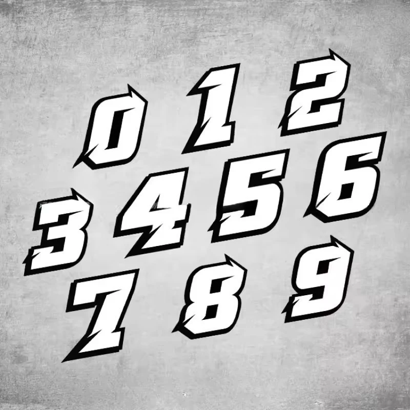 

1pc 0-9 Motorcycle Reflective Sticker Single Number Digit DIY Modification Motorcycle Helmets Decoration Car Decals Silver White