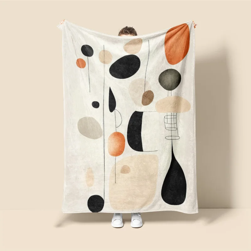 Morandi Color Blanket Abstract Botanical Graffiti Design Scandinavian Minimalist Sofa Blanket Cafe Home Dual Purpose