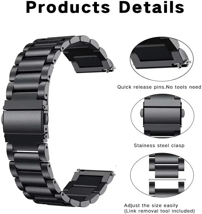 Correa de acero inoxidable para reloj inteligente de alta gama para Blackview W60, Correa de 22mm para Blackview W60 2024, Correa de Metal