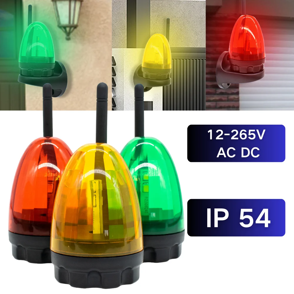 

LED Signal Alarm Light Strobe Flashing Emergency 12V 24V 220V IP54 Warning Lamp Wall Mount for Automatic Garage Door Gate Opener