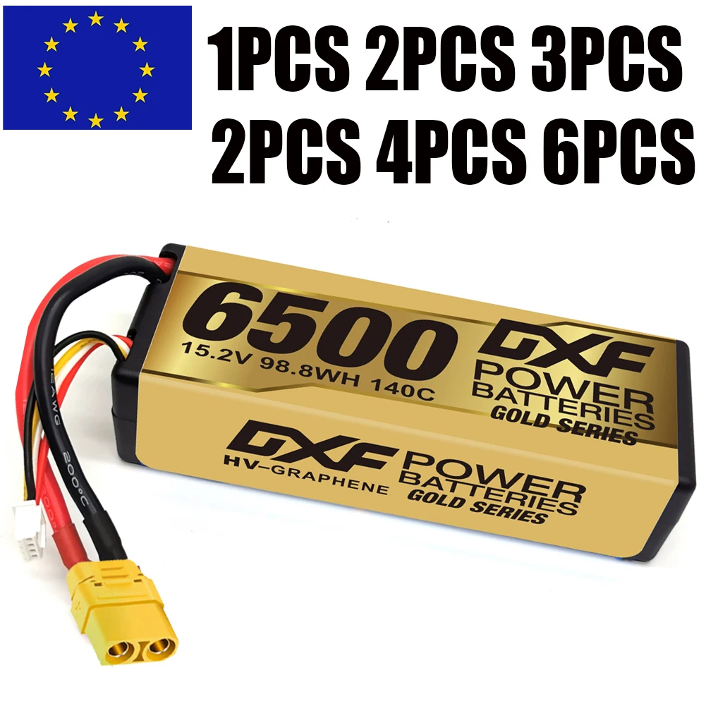 

(EU) DXF 4S Lipo Battery 15.2V 140C 6500mAh XT90 Plug Hardcase LCG For 1/8 Buggy Graphene Truggy Offroad Car Boat Truck RACING