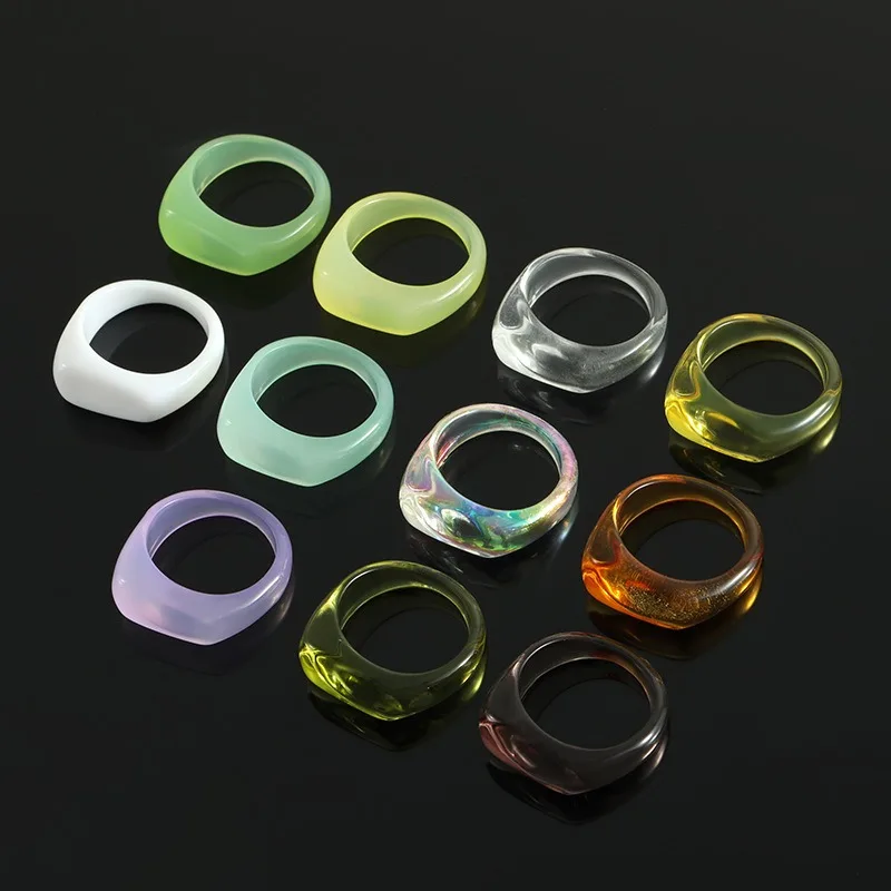 Trend Advanced Colorful Transparent Acrylic Irregular ring for Women Vintage Fashion Aesthetic Jewelry Accessories Decorations