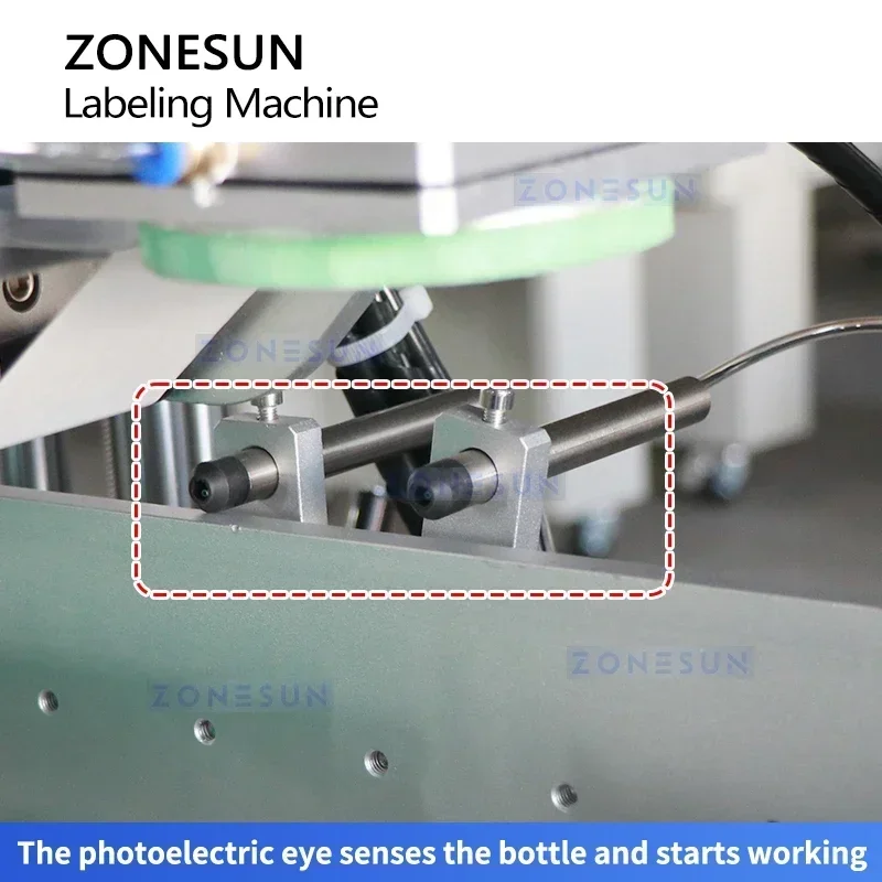 ZONESUN Automatic Tapered Bottles Labeling Machine Top and Body Dual Station Labeler Label Applicator ZS-TB770