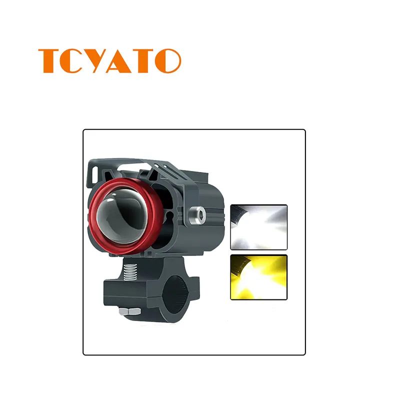 TCYATO Motorcycle LED Headlights Handsome Fisheye Projection Lens Dual Color Headlights
