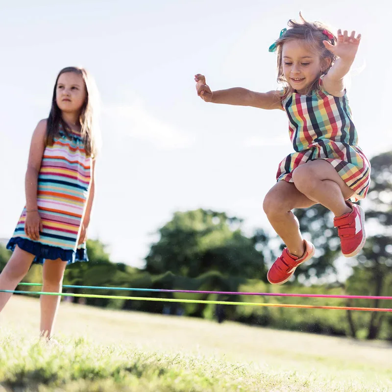 Corda per saltare in gomma elastica arcobaleno bambini adulti esercizio Fitness giochi divertenti all'aperto Juegos De Exterior Para niecos Y Adultos