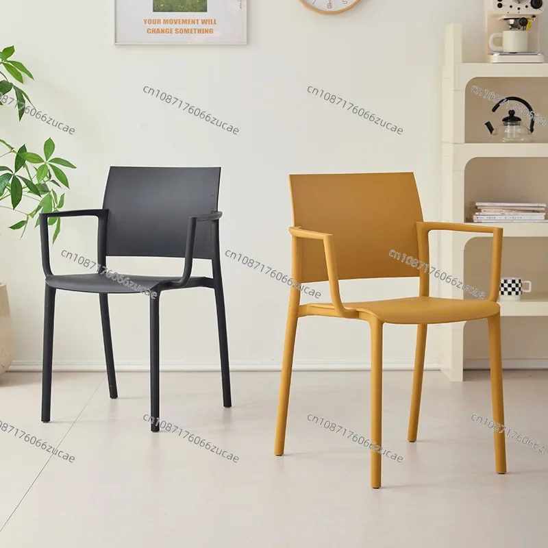 Dining Chair Home Backrest Milk Tea Shop Thickened Plastic Chair Armrest Simple Leisure