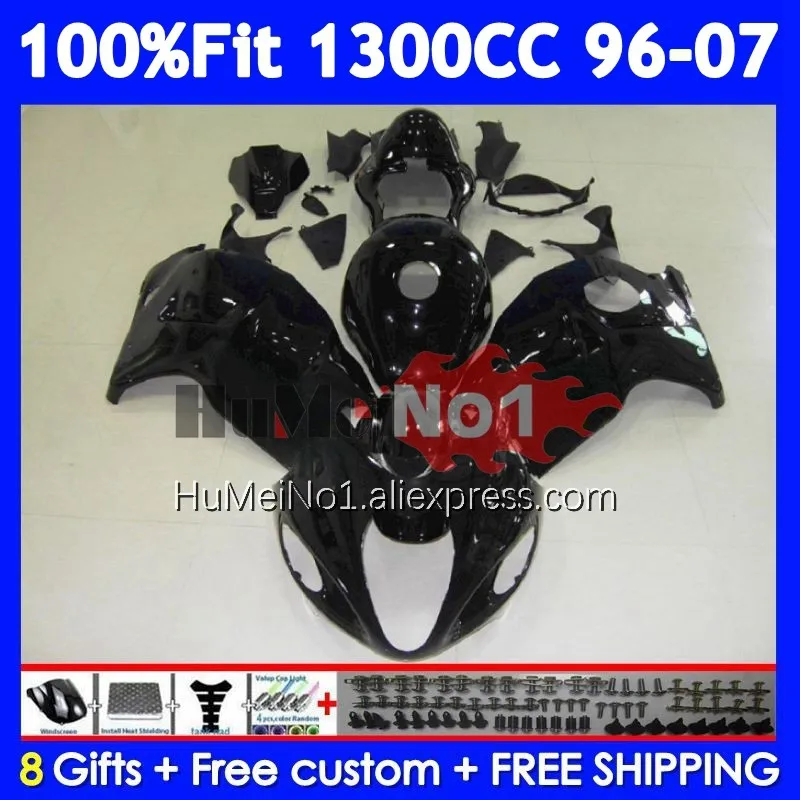 Fairing For SUZUKI Hayabusa GSXR-1300 GSXR 1300 CC 125No.18 GSXR1300 1996 1997 1998 1999 2000 2001 Gloss black 02 03 04 05 06 07