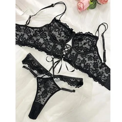 Fancy Lingerie Floral Lace Bra Sets 2 Piece Luxury Underwear Porno Lenceria Sexy Panties Fairy Fine Outfit Erotic Sets