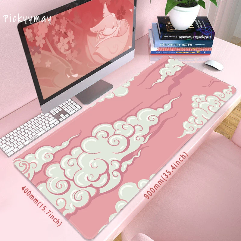 Bonito nuvens mousepads grande rosa mousepad teclado esteiras tapete do mouse portátil almofada de mesa para presente mouse almofadas xxl bloqueio borda tapete