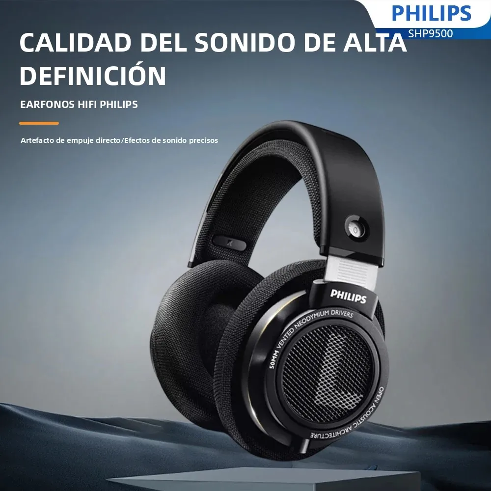Auriculares Philips SHP9500, Auriculares Estéreo de Alta Fidelidad, Auriculares de Monitoreo, Auriculares para Música, Auriculares con Cable Universales para Deportes Electrónicos y Juegos