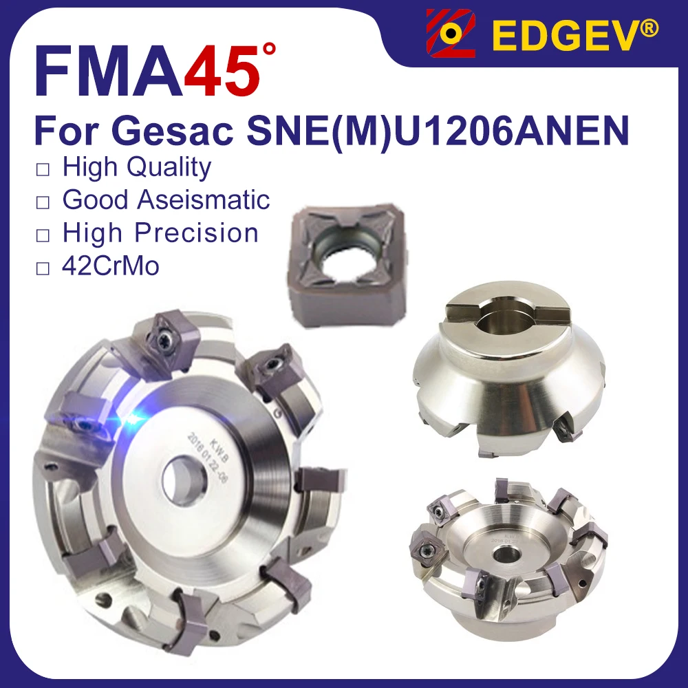 FMA 45 Milling Cutter Head SNEU SNMU 1206 ANEN Carbide Inserts Holder 50 63 80 100 125mm CNC Milling Tools