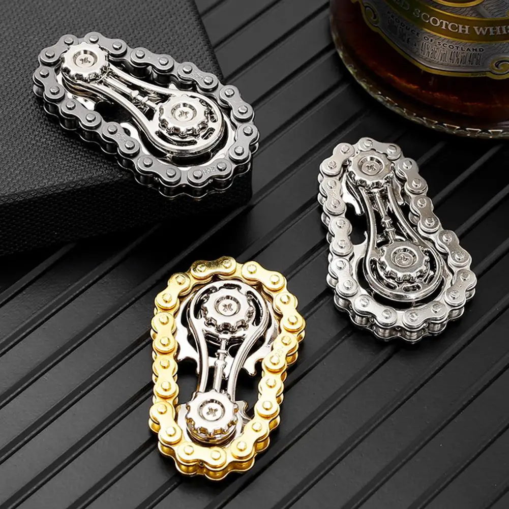 سلسلة دراجة معدنية، عجلة الموازنة الميكانيكية، لعبة يد فيدجيت سبينر EDC ضد الإجهاد والقلق للأطفال والكبار