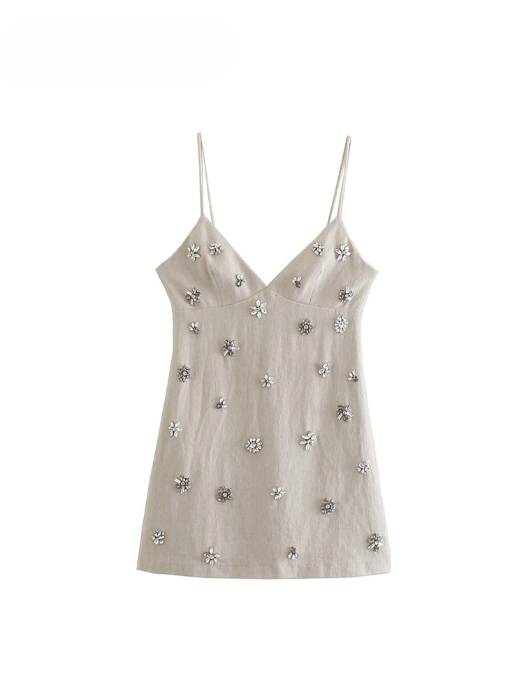 

Summer Women Chic Fashion Sleeveless Mini Dress Vintage Thin Straps Female Dresses Vestidos Mujer