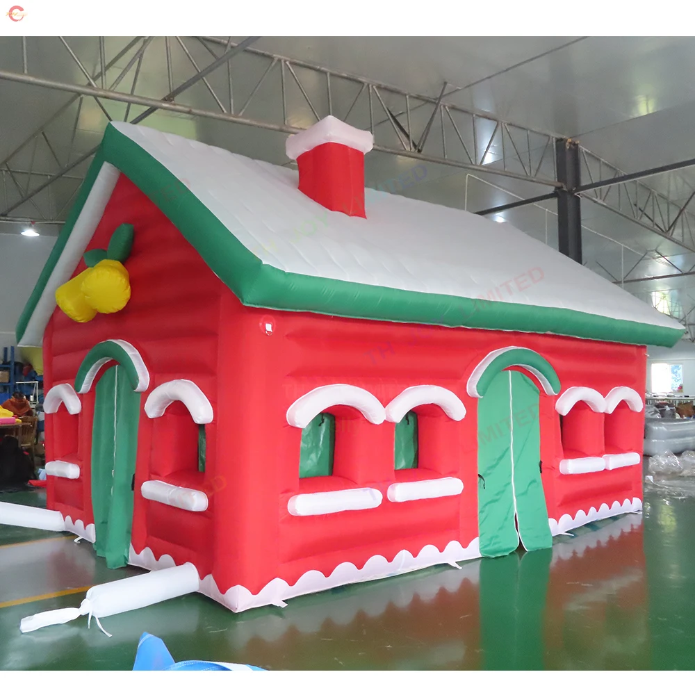 Fast Shipping Custom Made Giant Inflatable Christmas House for Celebration Xmas Inflatable Santa House with Blower