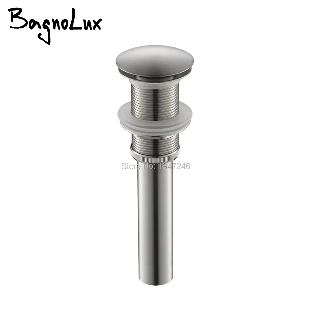 

Brushed Nickel Pop-up Drain Without Overflow for Vessel Sink Tap Brass Pipe Waste Stopper Basin