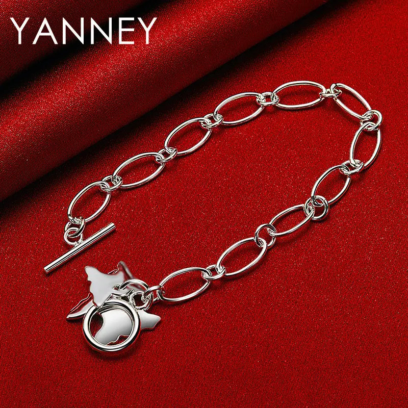

2024 New 925 Sterling Silver 8 Inches Simple Butterfly Bracelet Women Fashion Jewelry Charm Wedding Party Accessories